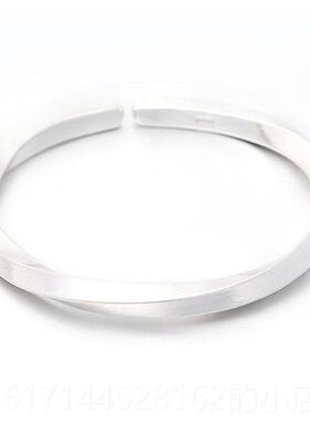 正品银手镯999纯足银男女情侣古法手莫工白银手环比乌斯心维京实