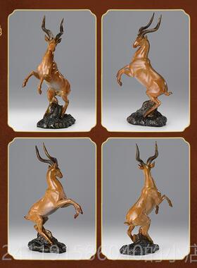 高档生肖领头羊书房装饰件全铜家居办公面高室级感摆客厅玄关桌工