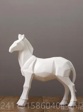 高档现代简约房家居装件饰品 北欧几何象马摆创意室内客厅抽样板