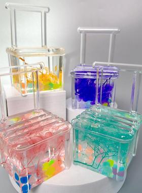 新款卡通兔入油摆件创意抖音爆款油滴沙漏装饰摆件学生解压礼品