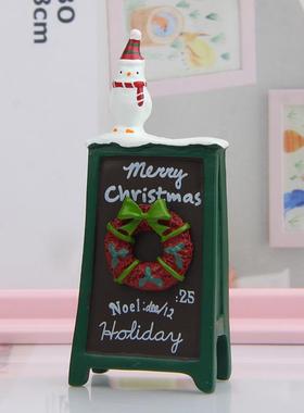 小清新韩版创意圣诞雪人广告牌园艺多肉花插插件道具 拍摄道具