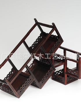 大红酸枝木小博古架红木工艺品小博古架实木多宝架底座紫砂壶茶壶