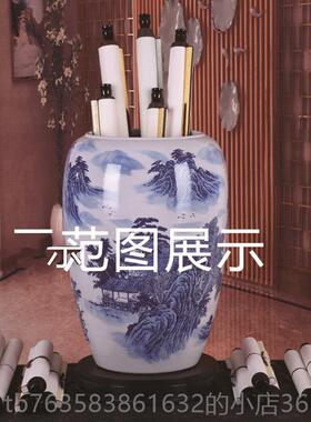高档空白画轴轴宣纸四尺堂生宣熟宣中轴横幅卷立书法画挂轴陶瓷书