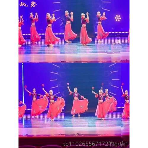 新款维吾族小小古丽蹈服克少数民族服装孜力古舞丽儿童演服出铃铛 - 图3