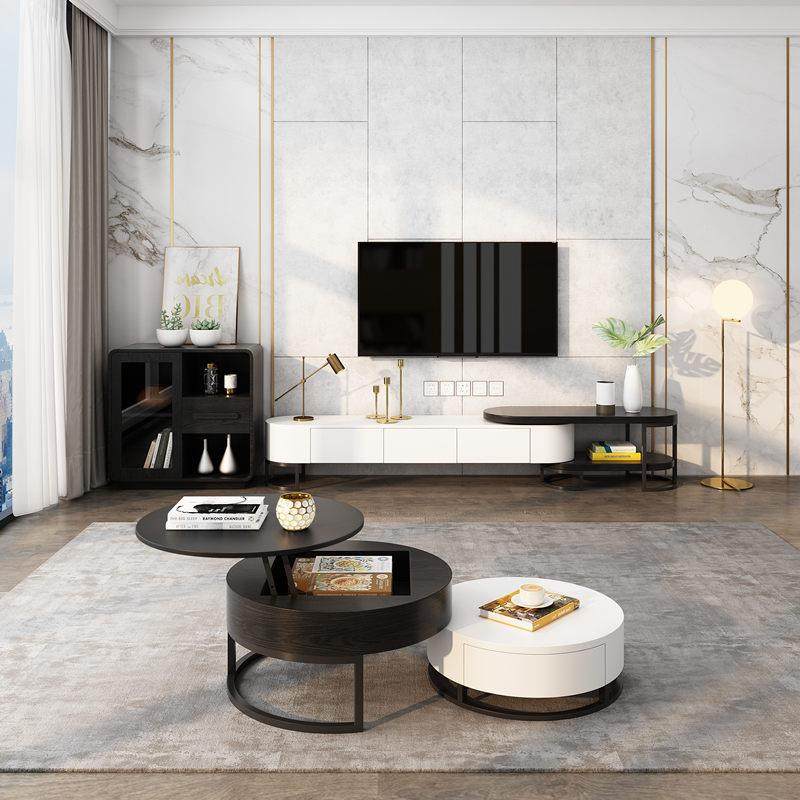 岩板茶几电视柜组合套装客厅家用简约现代小户型轻奢可伸缩茶几桌,淘宝优惠券,粉丝福利购,淘宝优惠卷