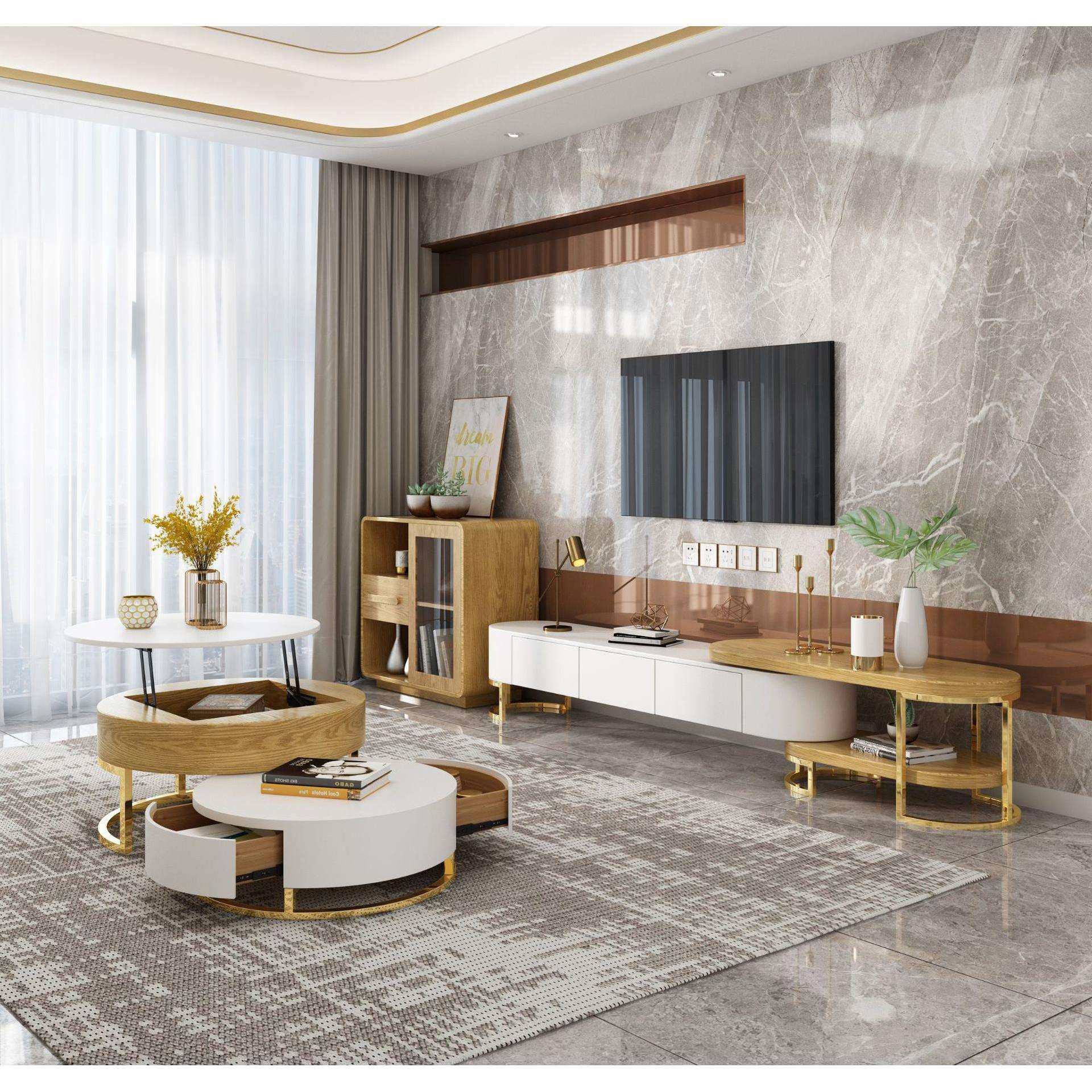 岩板茶几电视柜组合套装客厅家用简约现代小户型轻奢可伸缩茶几桌,淘宝优惠券,粉丝福利购,淘宝优惠卷