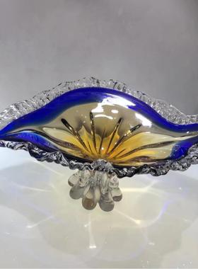 家居高档轻奢创意琉璃果盘现代大号水晶玻璃高端高脚水果盘样板间