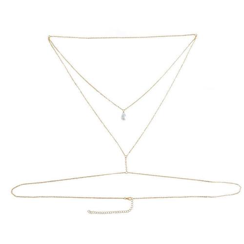 后背项链女个性珍珠身体链水滴吊坠性感时尚胸链简约气质饰品辣妹 - 图3