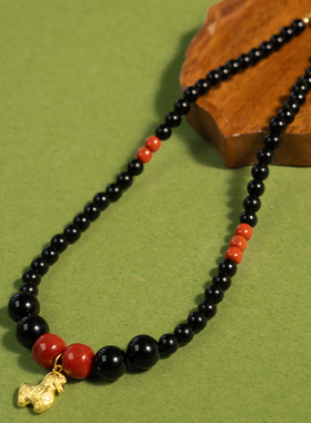 喜运宝新中式南红黑曜石项链