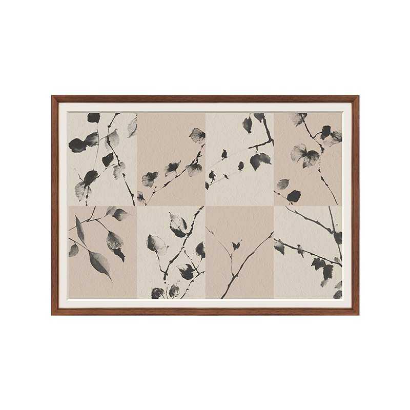 新中式肌理画客厅装饰画沙发背景墙挂画餐厅卧室水墨植物画中古风,淘宝优惠券,粉丝福利购,淘宝优惠卷