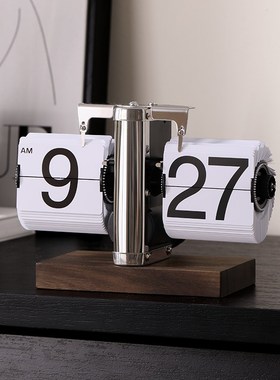 自动翻页机械时钟日历摆件客厅电视柜桌面轻奢家居高级感软装饰品