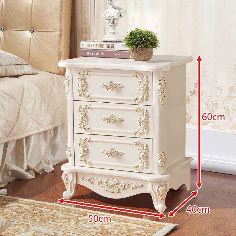 欧式床头柜烤漆床头柜欧美风奶油色雕花描金卧室收纳床边柜大容量,淘宝优惠券,粉丝福利购,淘宝优惠卷