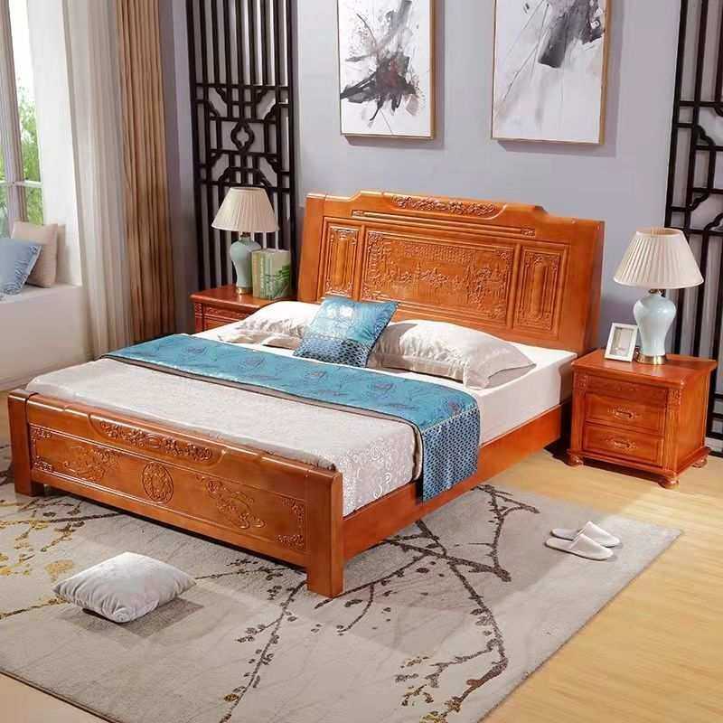中式实木床1.8米双人床明清仿古1.5米经济型雕花床厂家直销储物床,淘宝优惠券,粉丝福利购,淘宝优惠卷