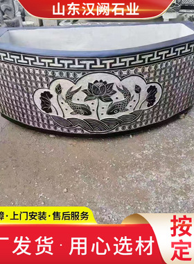 青石仿古石雕鱼缸花盆长方形户外老石槽青石仿古流水工艺品摆件