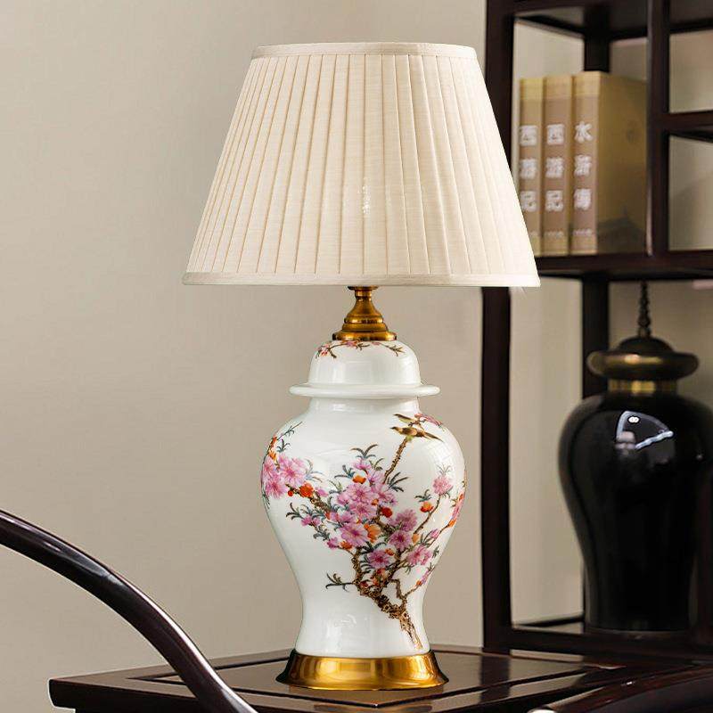 新中式粉彩瓷景德镇陶瓷台灯客厅卧室酒店床头灯简约大气装饰灯具,淘宝优惠券,粉丝福利购,淘宝优惠卷