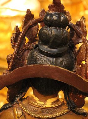 铜制黄财shen尼泊尔手工画像鎏金家用工艺精工画像桌面摆件 1尺