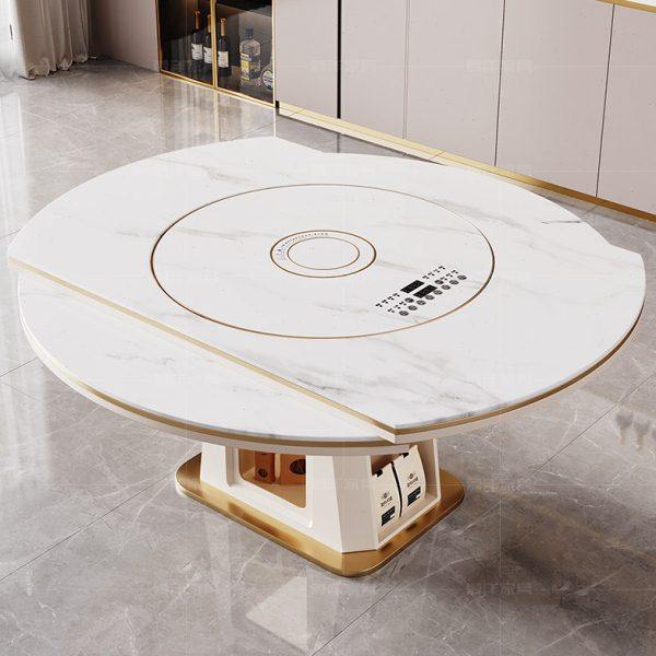 2023新款岩板餐桌椅组合轻奢现代简约多功能方圆两用伸缩带电磁炉,淘宝优惠券,粉丝福利购,淘宝优惠卷