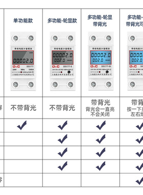 单相导轨式电表220V出租房家用轮显电压电流电子式电能表计量表2P