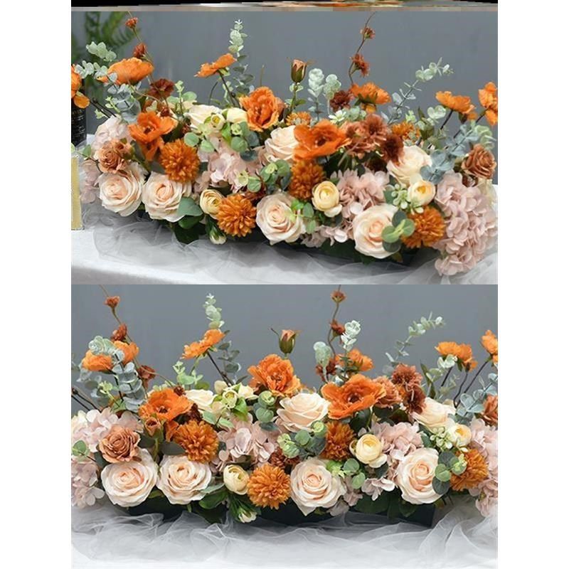 会议桌摆花装饰花卉仿真花西餐厅餐桌桌面摆放假花长型桌桌花台花,淘宝优惠券,粉丝福利购,淘宝优惠卷