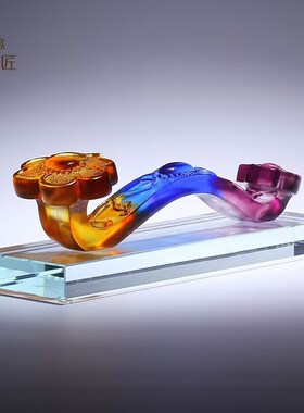 高档古法琉璃如意摆件 吉祥如意家居客厅办公装饰品开业乔迁礼品