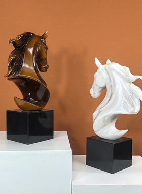 中古创意马头摆件现代简约工艺礼品酒店别墅咖啡店艺术工艺品饰品