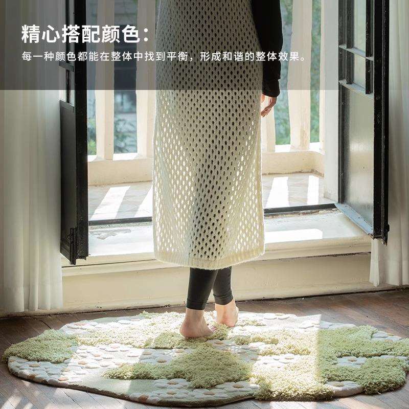 Daisies all over the floor pure handmade art style living room bedroom personalized pastoral style carpet high-end light luxury balcony bay window mat