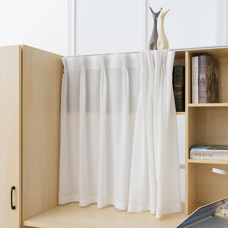 Free punching and pasting track white gauze self-adhesive wardrobe curtain short curtain half curtain bay window balcony dustproof customization