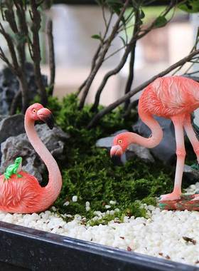 仿真火烈鸟摆件小创意家居盆景庭院花园水培微景观个性景观装饰品