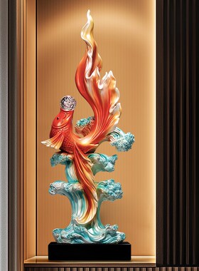 如鱼得水玄关装饰摆件高级感客厅入户酒店大堂艺术品办公室工艺品