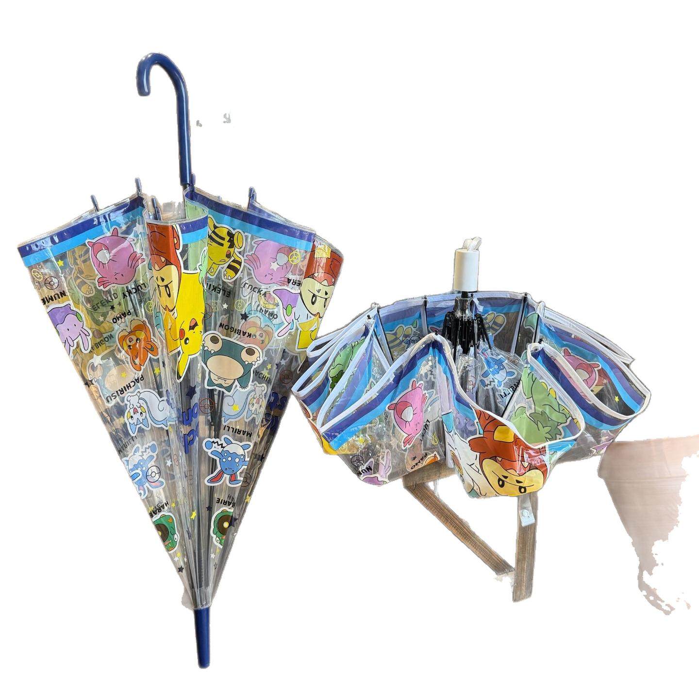 宝可梦儿童雨伞透明长柄女孩小学生全自动可爱高颜值卡通皮卡丘伞,淘宝优惠券,粉丝福利购,淘宝优惠卷