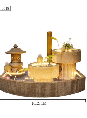 日式庭院花园景观布置鱼池喷泉流水摆件店铺角落造景竹子落地装饰