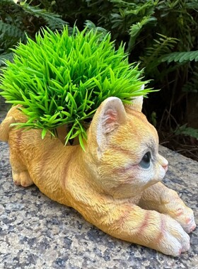 仿真猫咪花盆可爱装饰摆件
