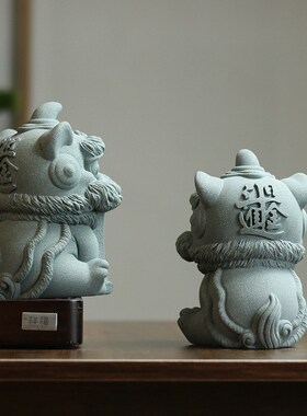 国潮文创醒狮树脂创意可爱迷你小狮子摆件平安喜乐潮玩艺术品玩具