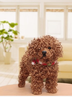 仿真泰迪狗摆件 装饰家居饰品摆设 橱窗摆件客厅书房皮毛工艺品