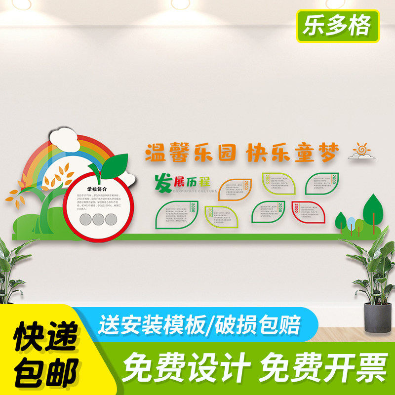 温馨乐园幼儿园文化墙设计可爱动物3D立体装饰墙贴走廊教室班级贴,淘宝优惠券,粉丝福利购,淘宝优惠卷