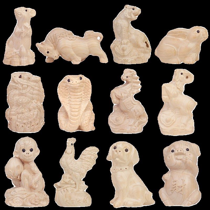 桃木十二生肖属相12摆件鼠牛虎兔龙蛇马羊猴鸡狗猪桌面装饰手把件,淘宝优惠券,粉丝福利购,淘宝优惠卷