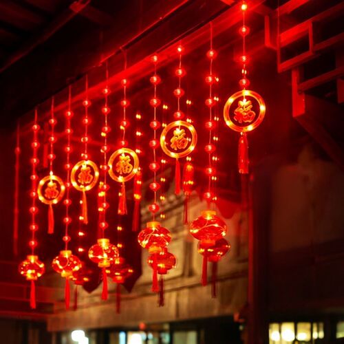 LED新年红灯笼春节阳台灯室内窗帘氛围灯家用布置节日彩灯大灯笼 - 图1