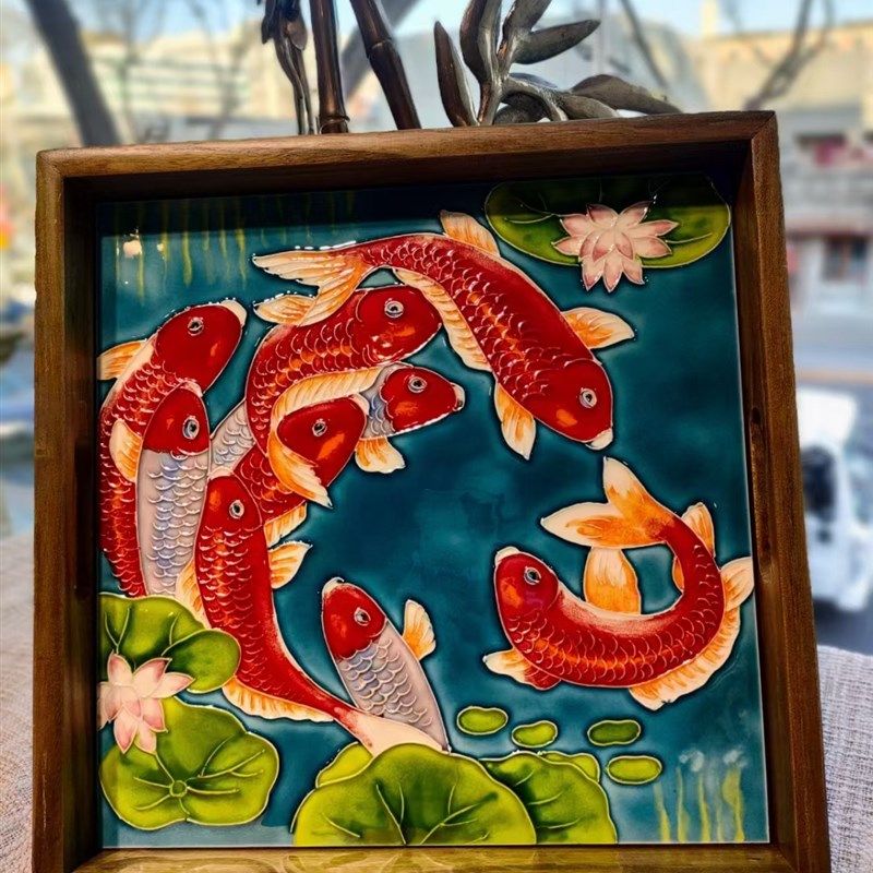高两河手绘立体浮雕瓷板画陶瓷托盘茶盘花卉花鸟茶托盘瓷板画非遗,淘宝优惠券,粉丝福利购,淘宝优惠卷