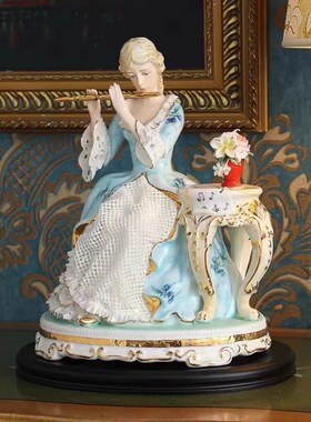 欧式陶瓷摆件精致蕾丝瓷偶人物装饰品手工创意家居客厅工艺品摆设