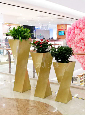 方圳落地式组合花盆商场酒店市政种植花器美陈绿化装饰玻璃钢定制
