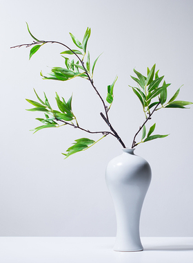 中式假花仿真竹子摆件陶瓷花瓶套装茶室茶几桌面绿植民宿绿色叶子
