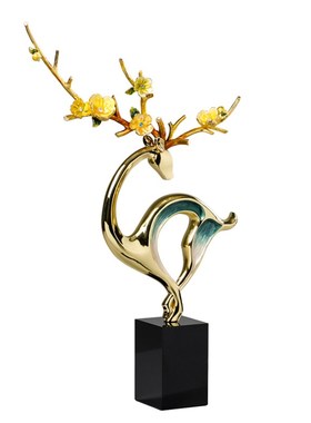 新款珐琅彩梅花鹿装饰摆件客厅玄关创意桌面饰品酒柜摆设商务礼品