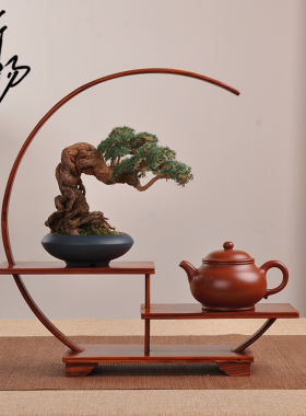实木多宝阁玉器摆件盆景茶壶置物展示架玄关中式装饰微型小博古架