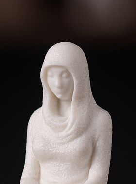 创意陶瓷人物雪女摆件中式家居工艺品装饰鱼缸微景观假山造景配件