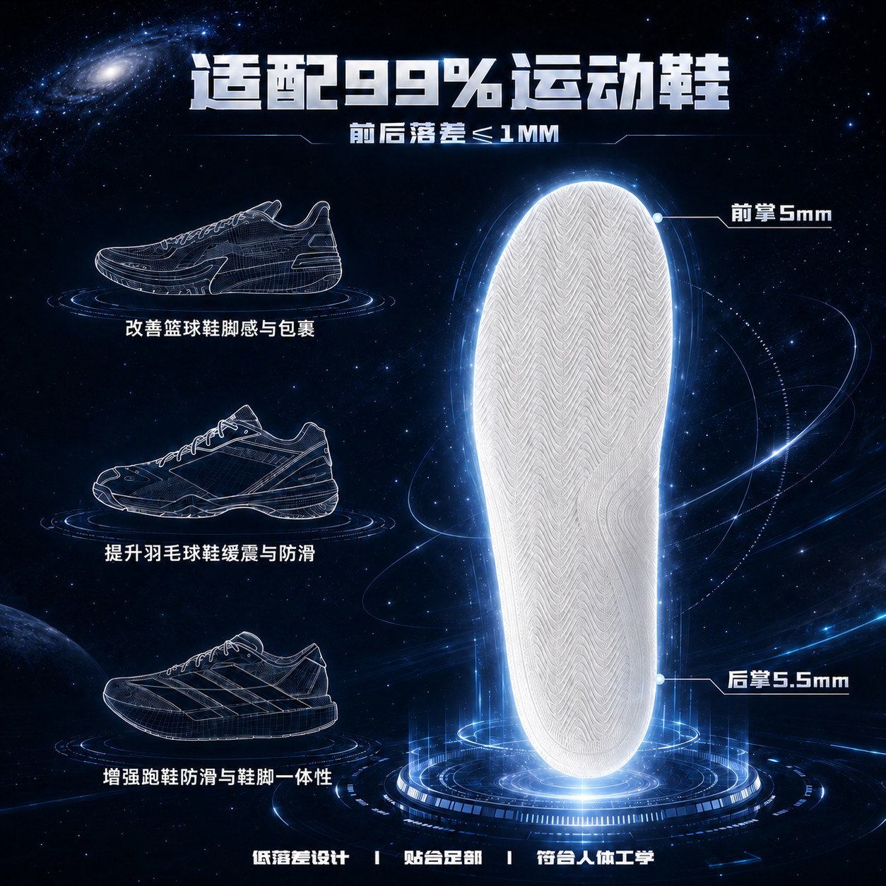 【踏云Ultra】升级伽马珠粒超临界发泡篮球羽球运动跑步高弹鞋垫