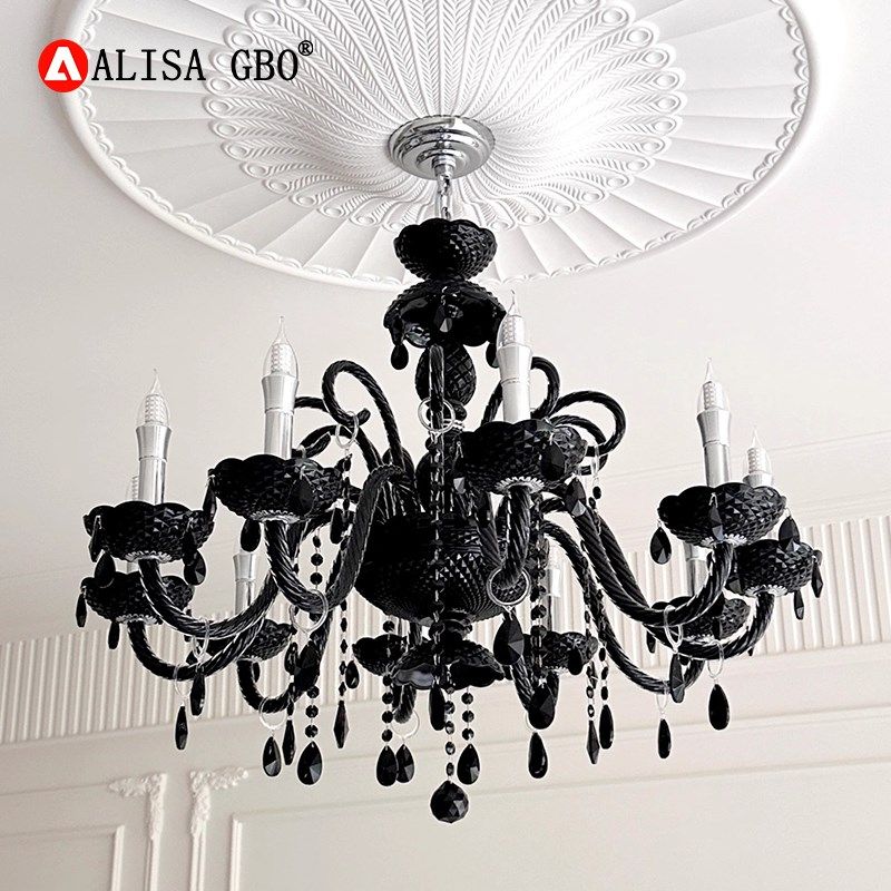 爱丽莎法式客厅吊灯复古黑色高级感欧式宫廷风蜡烛水晶烛台餐厅灯,淘宝优惠券,粉丝福利购,淘宝优惠卷