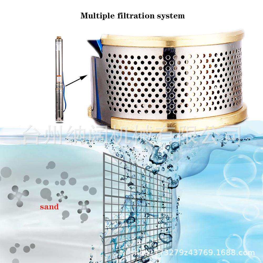 跨境2.5inch不锈钢多级深井泵220V60Hz井用抽水泵1Hp潜水电泵1"口,淘宝优惠券,粉丝福利购,淘宝优惠卷