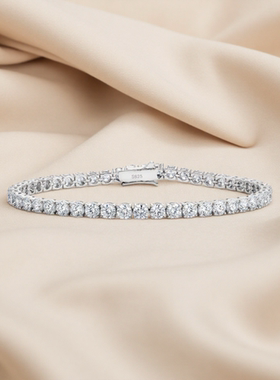 S925银镶钻满钻排钻网球手链