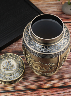 欧式茶叶罐密封精品高档小号便携铁罐家用高端装柿子中式摆件大