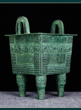 仿古青铜器摆件杜岭方鼎商鼎食器工艺品礼品装饰品文玩桌面室内